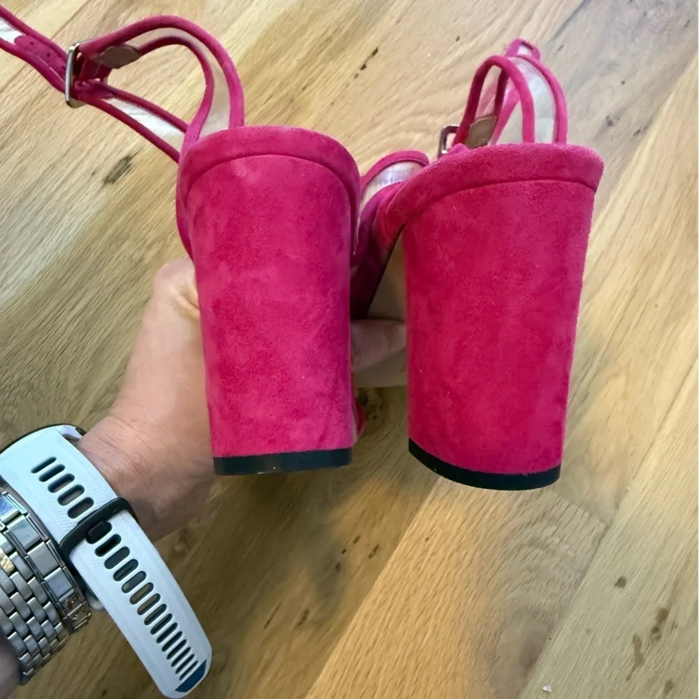Villa Rouge Hot Pink Strappy Block Sandal Heels- never worn